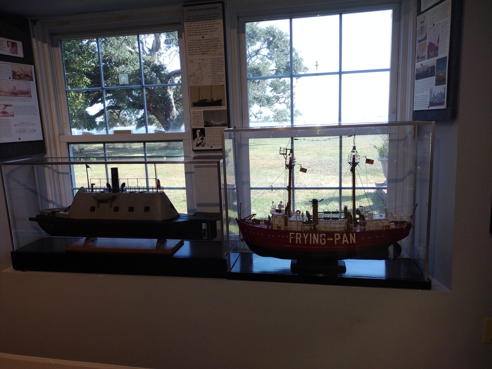 Model ships in a window display