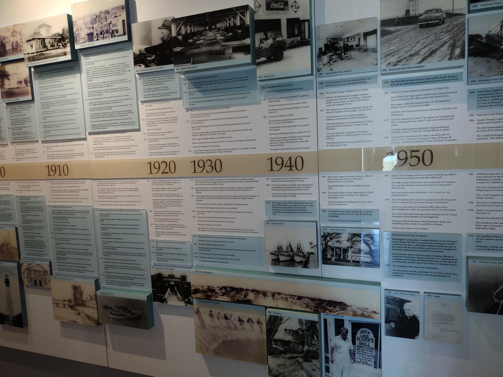 Timeline wall, 1910 to 1950
