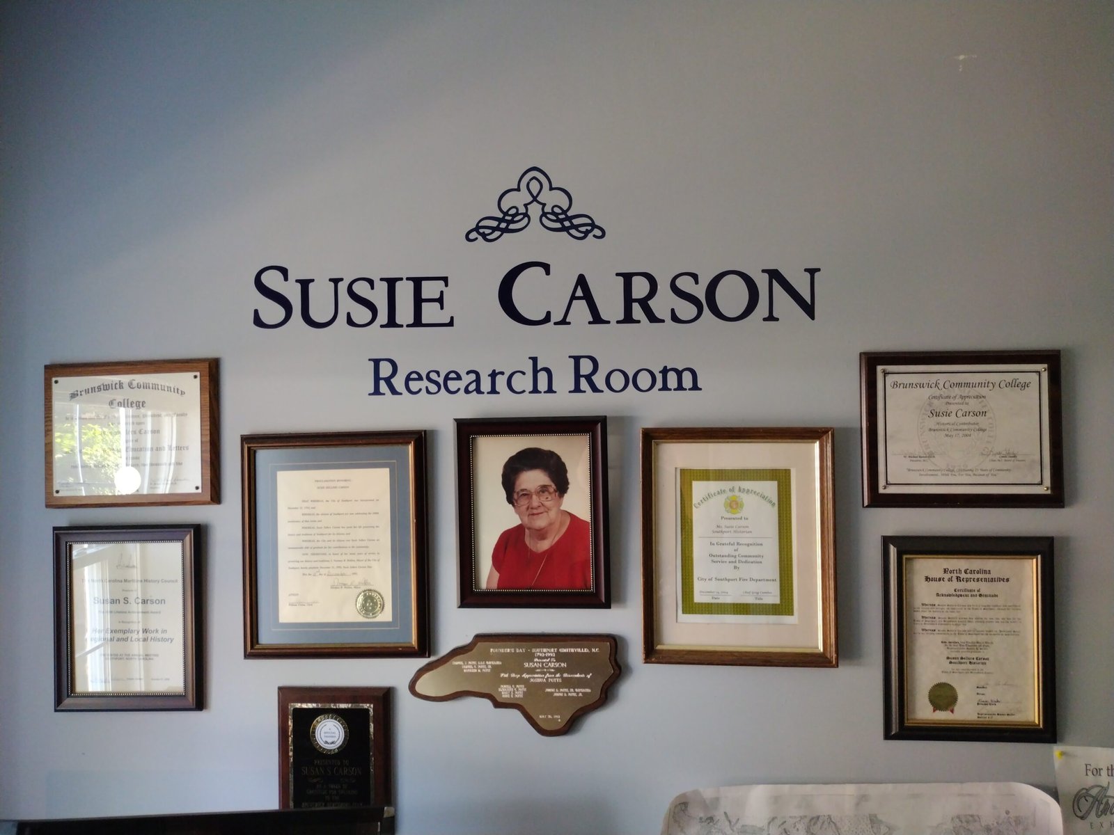 Susie Carson Research Room wall display