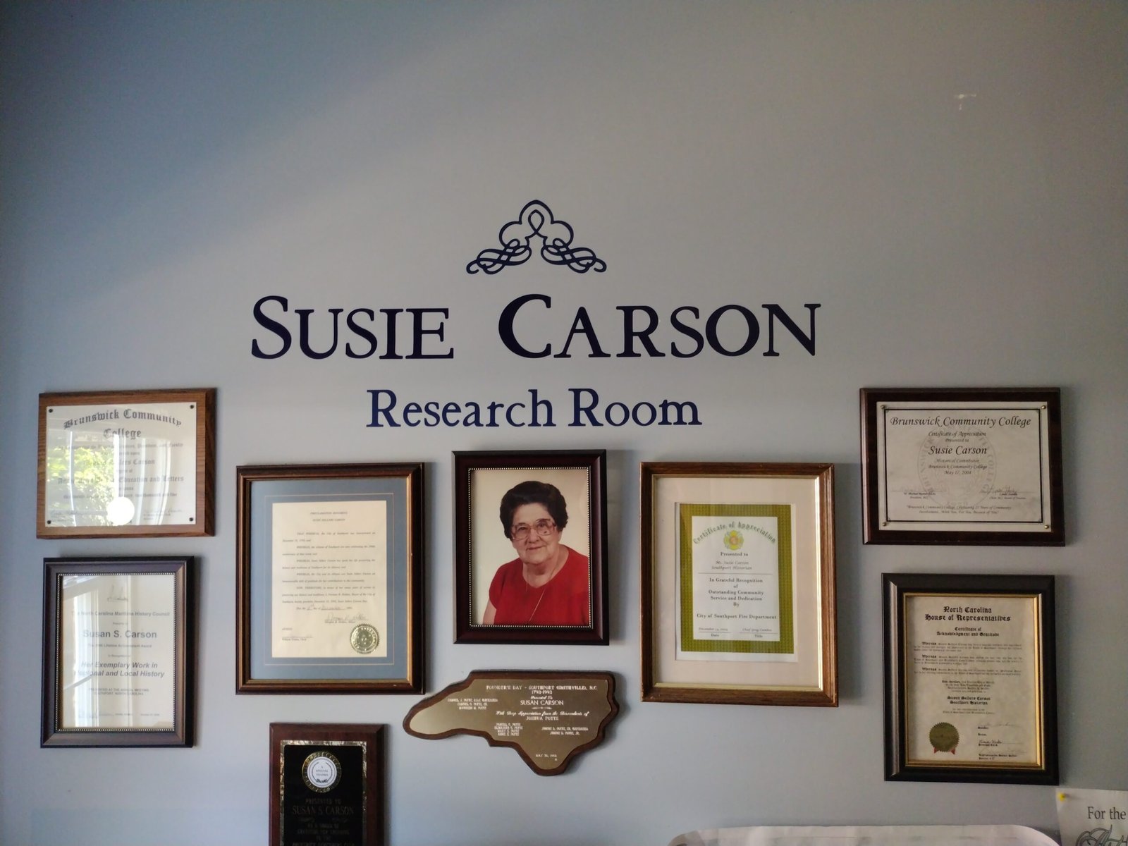 Susie Carson Research Room wall display